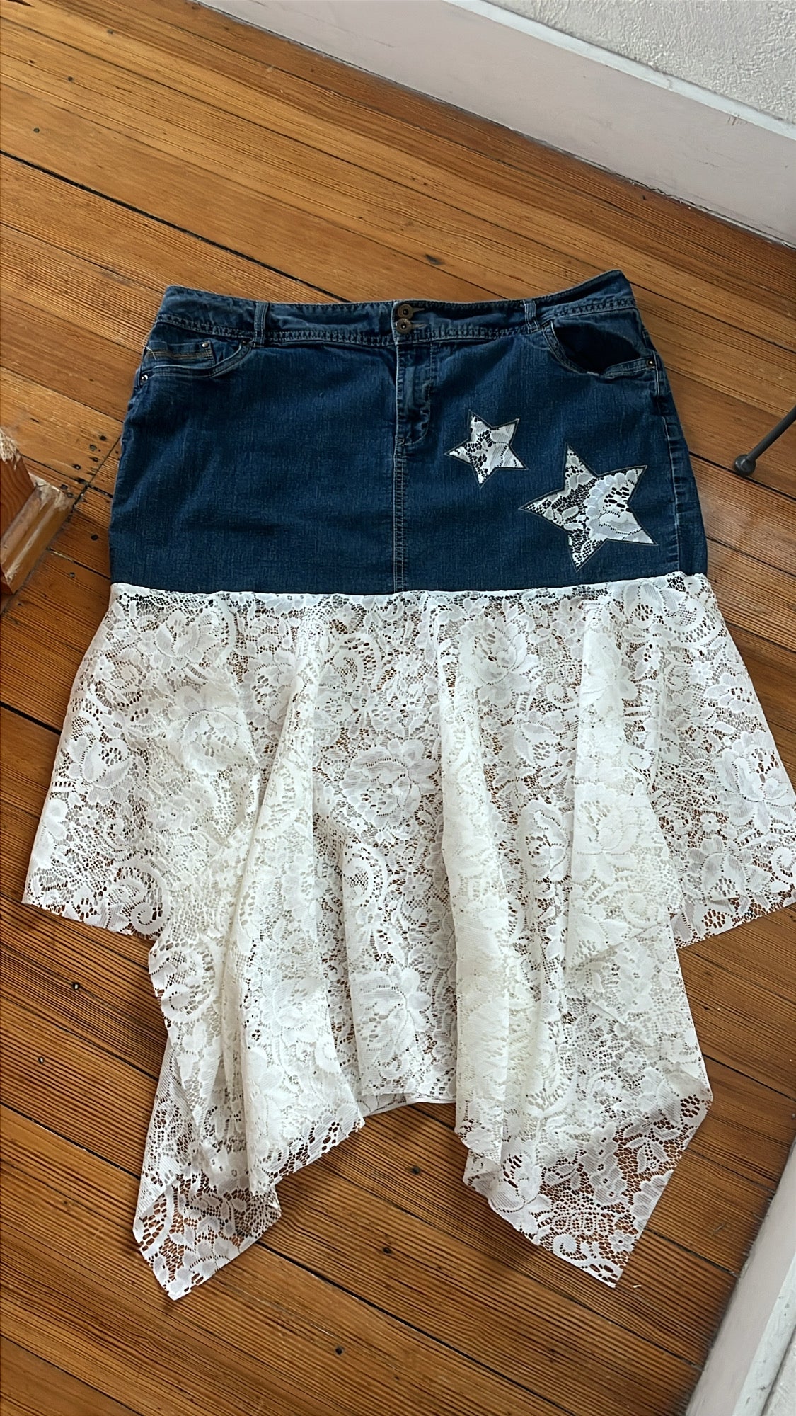 UPCYCLED Lace Star Maxi Skirt