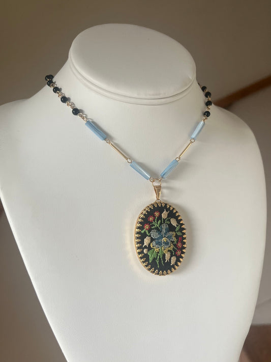 Lapis Pansy Necklace