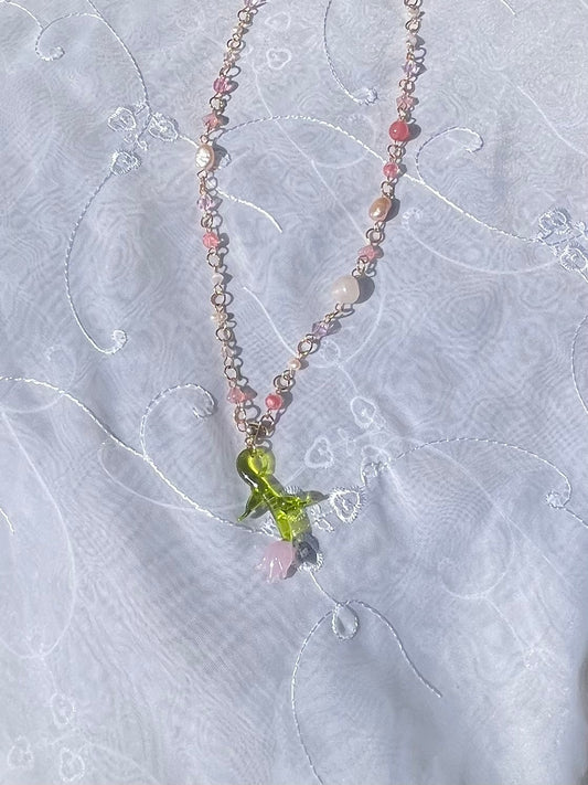 Pink Bellona Tulip Necklace
