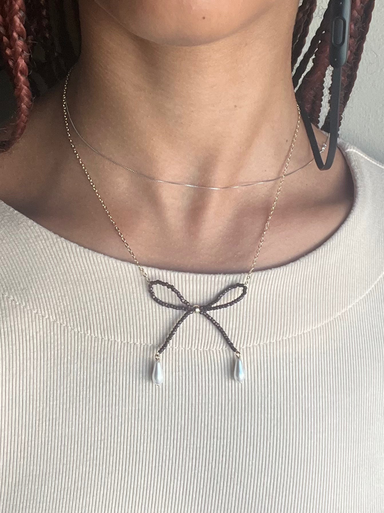 Hera Bow Necklace (umber)