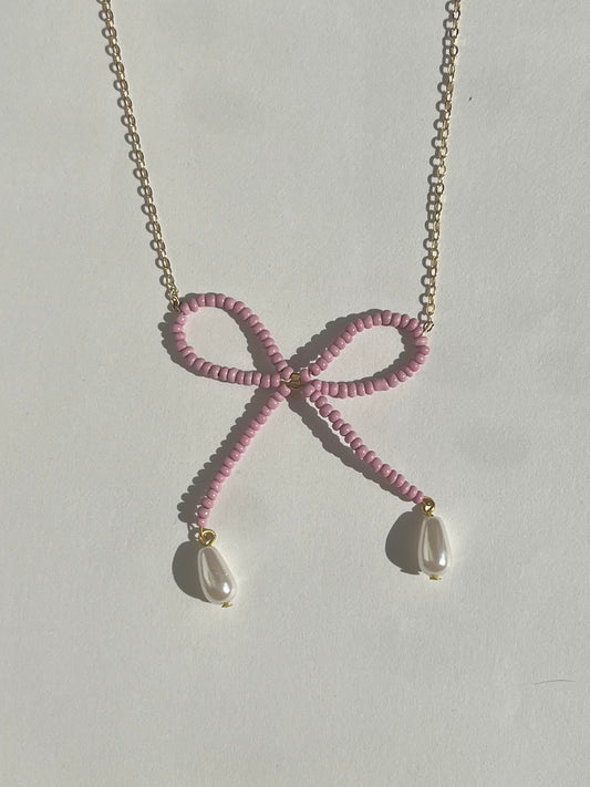 Hera Bow Necklace (pink)