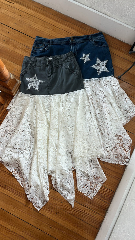UPCYCLED Lace Star Maxi Skirt