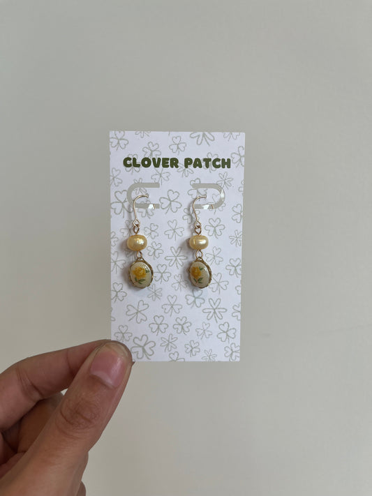 Yellow Barbara Rose Earrings