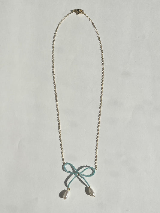 Hera Bow Necklace (tropical blue)
